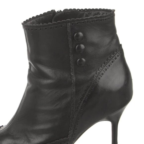 Manolo Blahnik Black Leather Ankle Boots - Super Witch Core - Picture 5 of 7